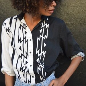 VINTAGE black and white western print shurr